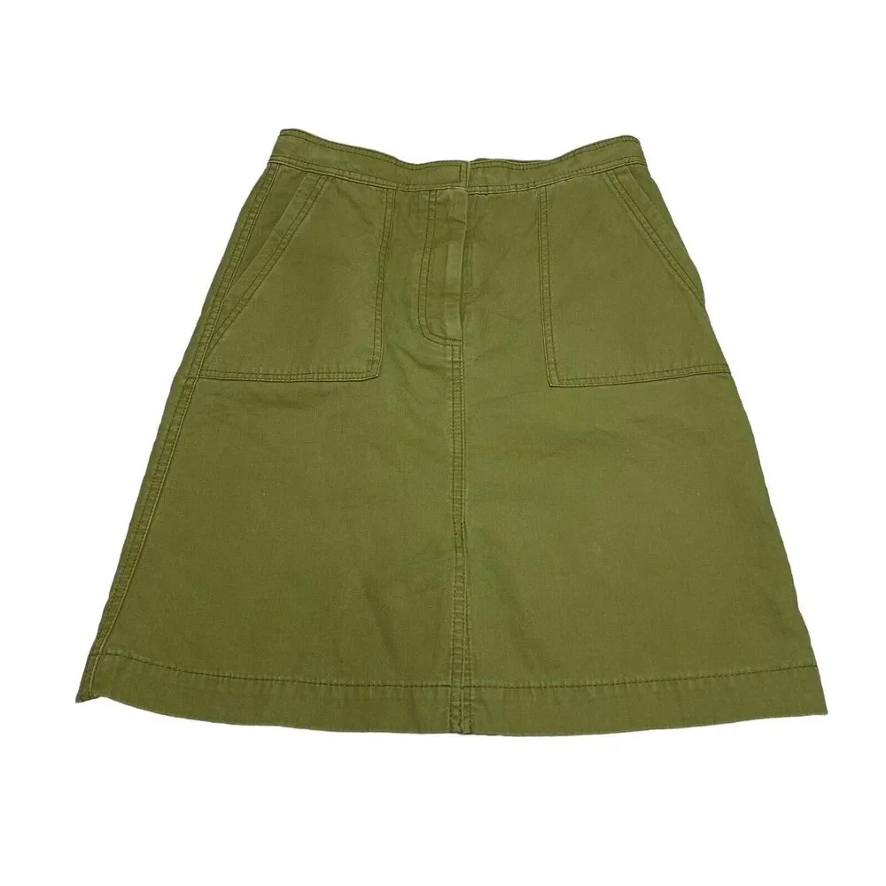 J CREW Olive Green Denim Skirt Women’s Size 0 - Picture 1 of 9